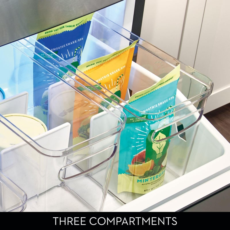 InterDesign iDesign Crisp Divided Organizer Bin with Handles, 6"" x 8"" x 14"", Clear/Matte White - Image 4